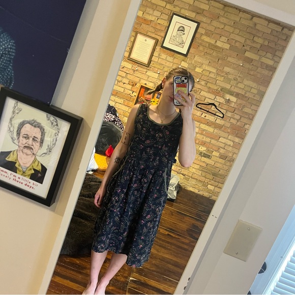 corduroy vintage floral dress size L/XL - Picture 5 of 7